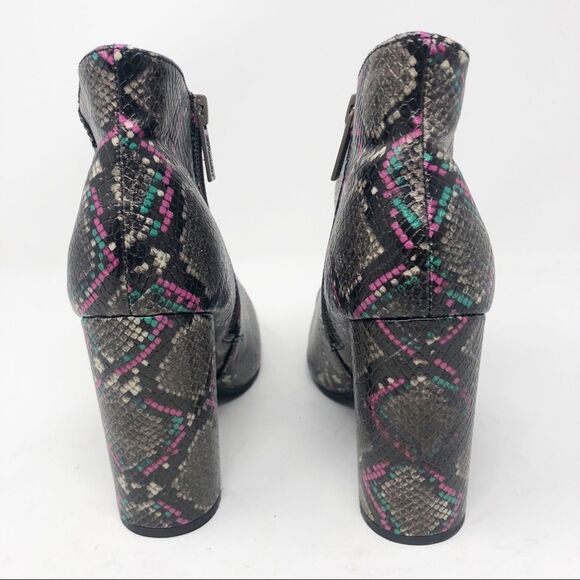 BRECKELLE’S | Snake Animal Print Side Zip Boots Booties Gray Pink Teal Size 7 - Picture 6 of 11
